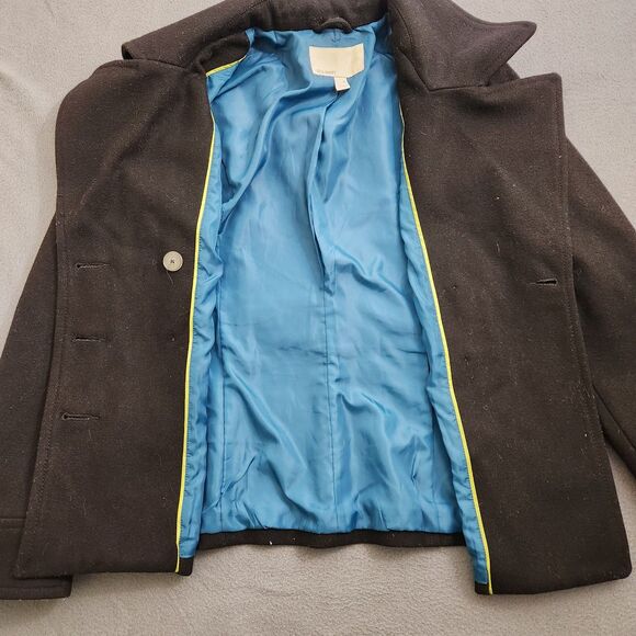Old Navy Women M Black Double Breasted Wool Pea Coat - Picture 5 of 11